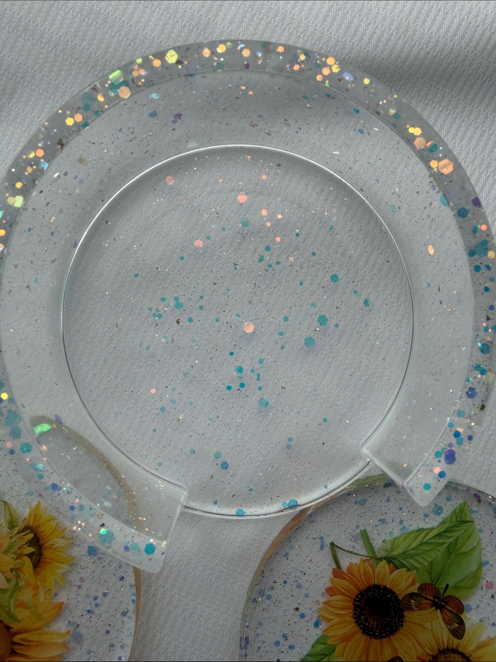 Handmade Set of 5 Sunflower Resin Coasters with Glitter - Picture 6 of 6